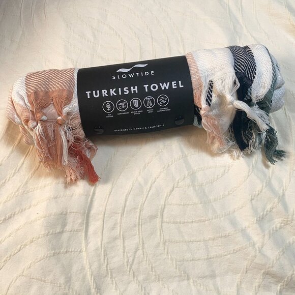 Slowtide Zoey Turkish Towel 100% Cotton Multicolor Stripe Grab-and-go Beach - Picture 4 of 10